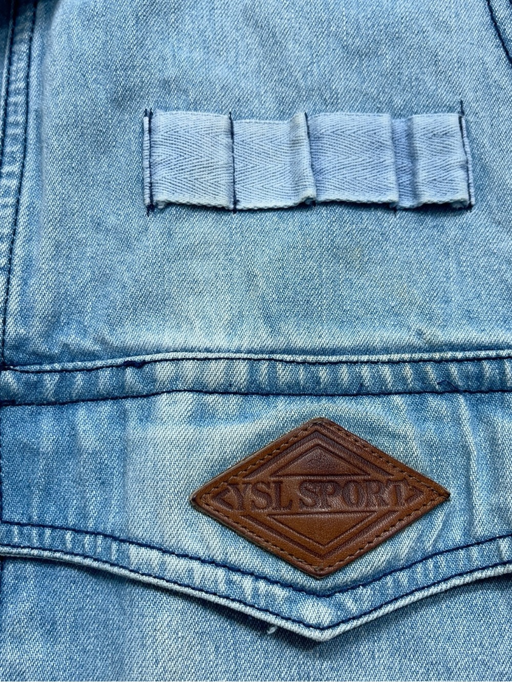 Vtg Saint Laurent YSL SPORT Denim Vest Mens Size Small Faded Blue Distressed - Picture 4 of 16